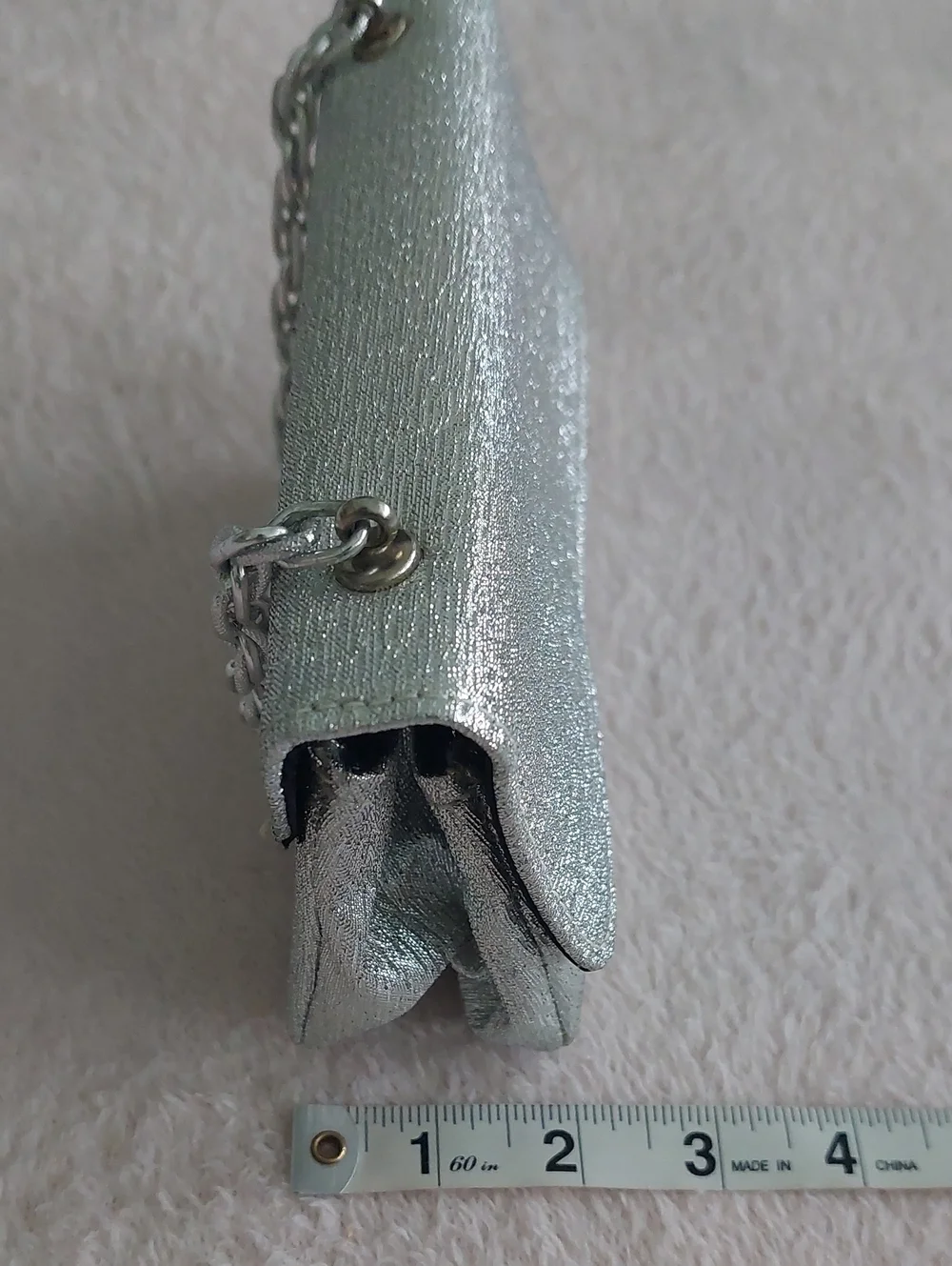Silver Evening Clutch Bag with Chain Handle  NWOT
